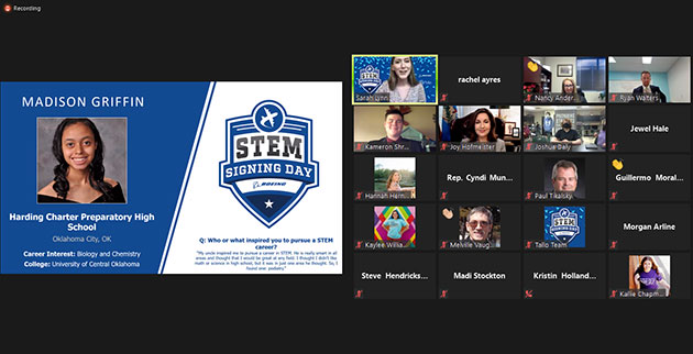 Virtual STEM Signing Day event screen