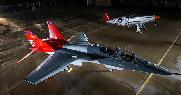 Boeing T-7A Red Hawk and P-51 Mustang
