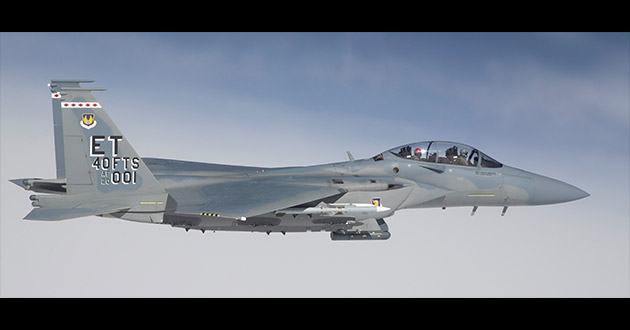 The F-15EX Eagle II prepares to fire a missile during a Weapons System Evaluation Program mission.
