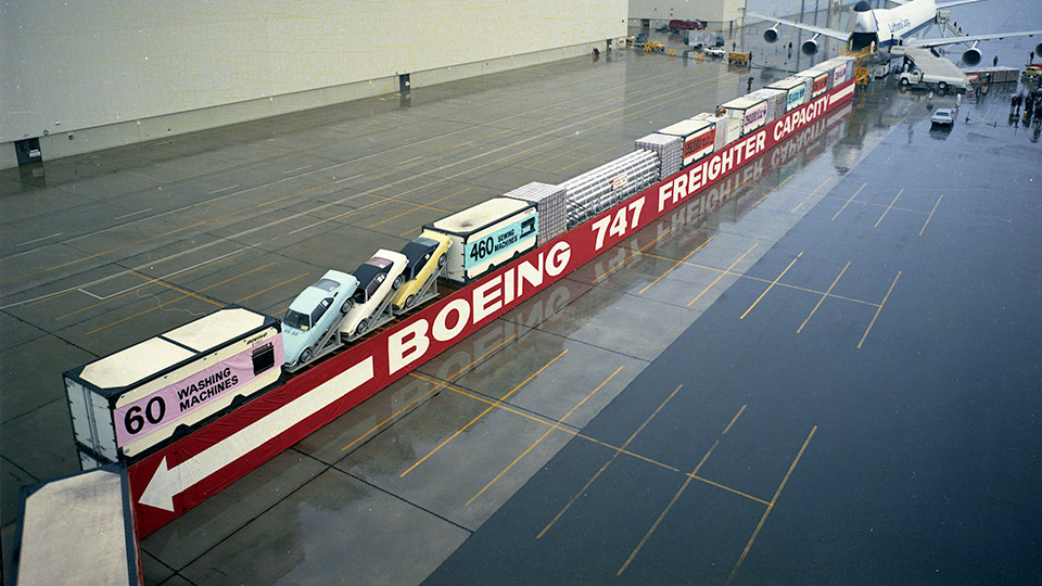 Promotional image Lufthansa first 747-200 freighter delivery, 1972