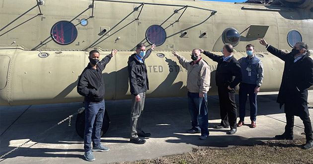   Members of Team Boeing were on-site at Summit Aviation to witness the arrival of the first Block I Chinook to be inducted