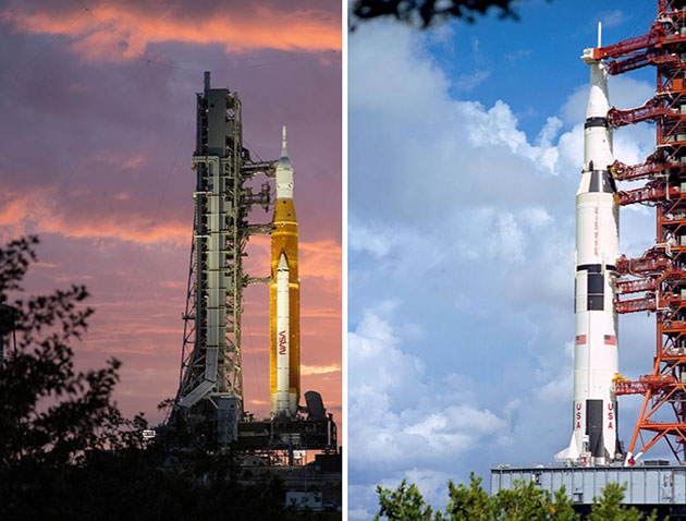 SLS rocket compared to Saturn V