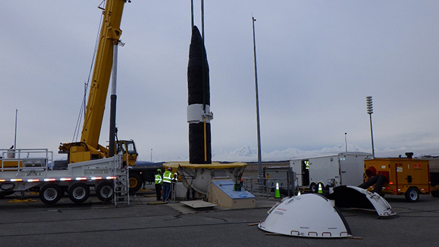   A Boeing and MDA team emplace a ground-based interceptor at Fort Greely, Alaska.