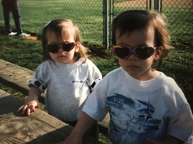   Megan Graefe (right) and her twin sister, Erika Graefe, have known Boeing since birth. Graefe’s father, a retired Boeing employee, inspired her current career