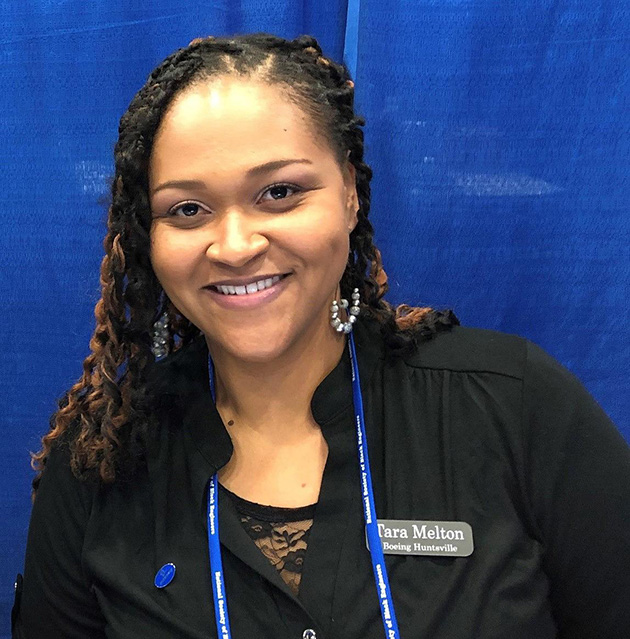   Tara Melton represents Boeing at The National Society of Black Engineers annual convention.