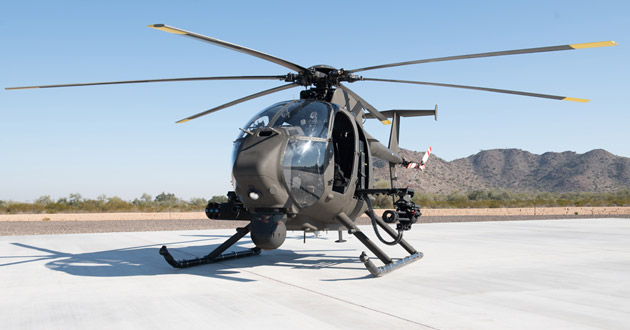   The most advanced light attack / armed reconnaissance helicopter, the AH-6 Little Bird has easily configurable equipment and a fuselage built specifically for military use that can support many missions.