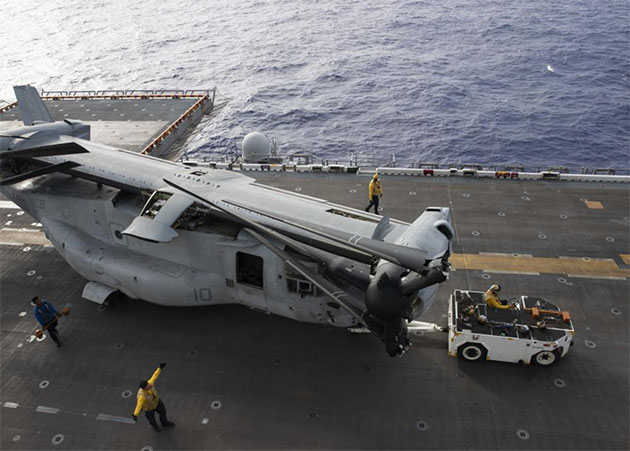   MV-22 Osprey aboard amphibious assault carrier USS Tripoli