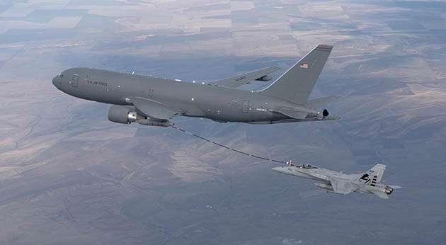   The combat-proven KC-46A is the world’s most advanced multi-mission aerial refueler, delivering fuel and data to the fleet, as well as cargo, personnel and aeromedical transportation capabilities for rapid global mobility.