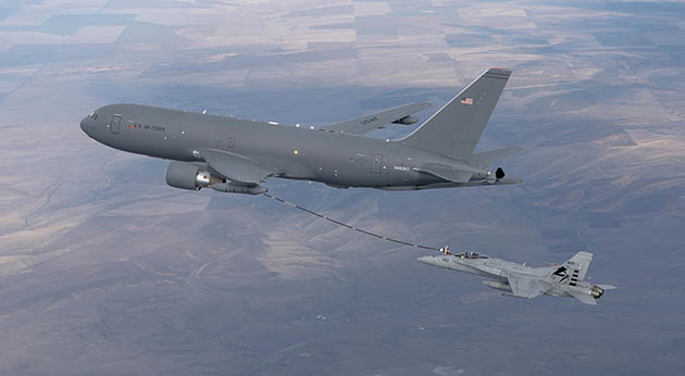 The combat-proven KC-46A is the world’s most advanced multi-mission aerial refueler, delivering fuel and data to the fleet, as well as cargo, personnel and aeromedical transportation capabilities for rapid global mobility.