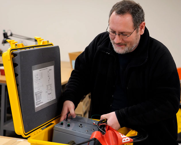 Steve Marcil was a maintainer during his 12-year career in the U.S. Air Force. Now, Marcil, builds and tests electrical ground support equipment for the KC-46A Pegasus as an electrical assembly technician for Farwest.