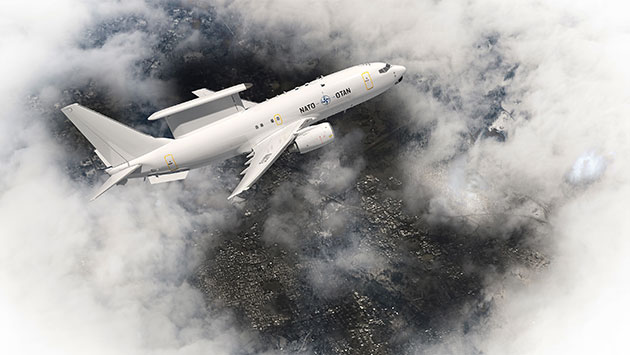 An artist’s depiction shows the E-7 in flight.