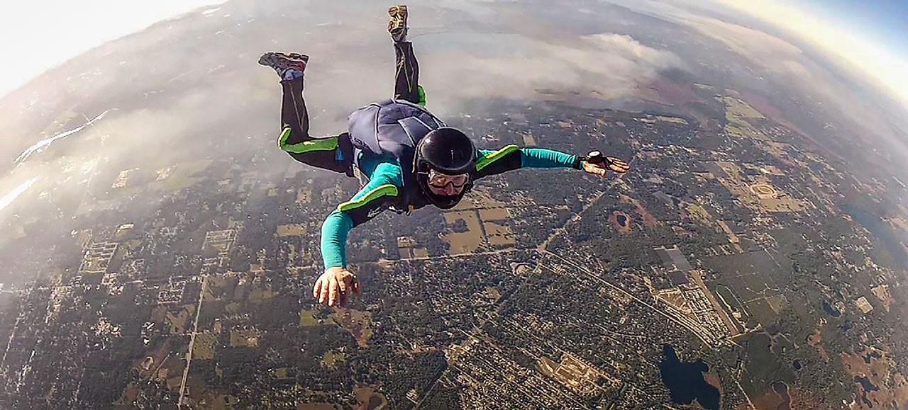Ty Bowen skydiving out of DeLand, Florida, in 2014.