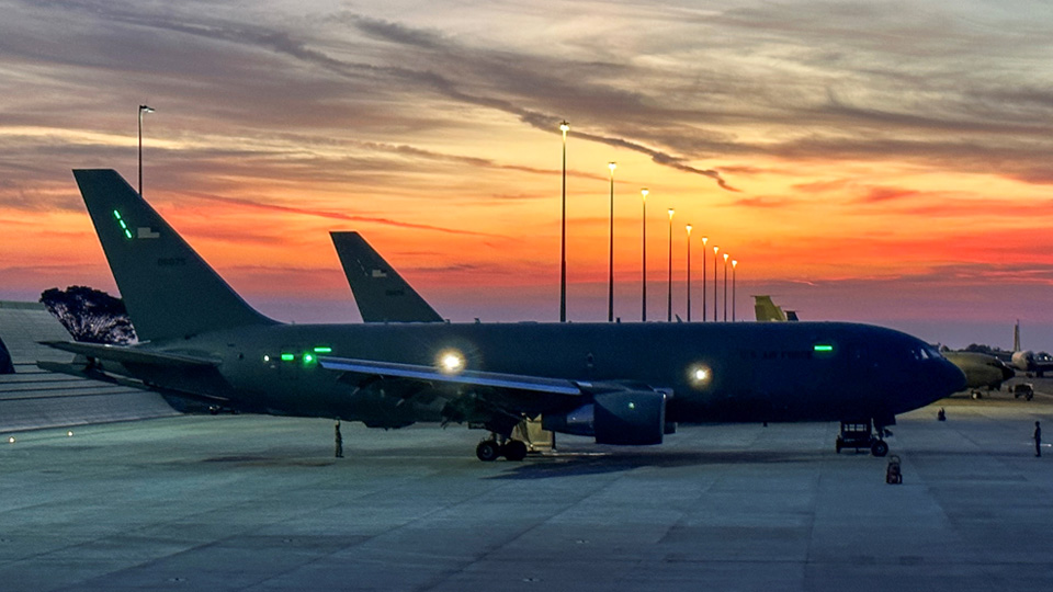 A KC-46A Pegasus tanker undergoes post-flight inspection at RAAF Base Darwin following a 22-hour mission in support of Mobility Guardian 23. (Ed Musterer / Boeing photo)