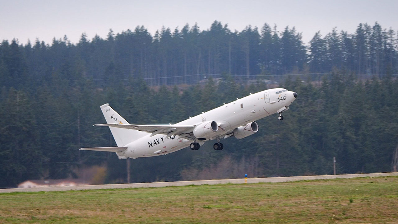 A P-8A Poseidon takes off from NAS Whidbey Island. Forty-three of the U.S. Navy’s Multi-Mission Maritime Aircraft are currently assigned to the base.