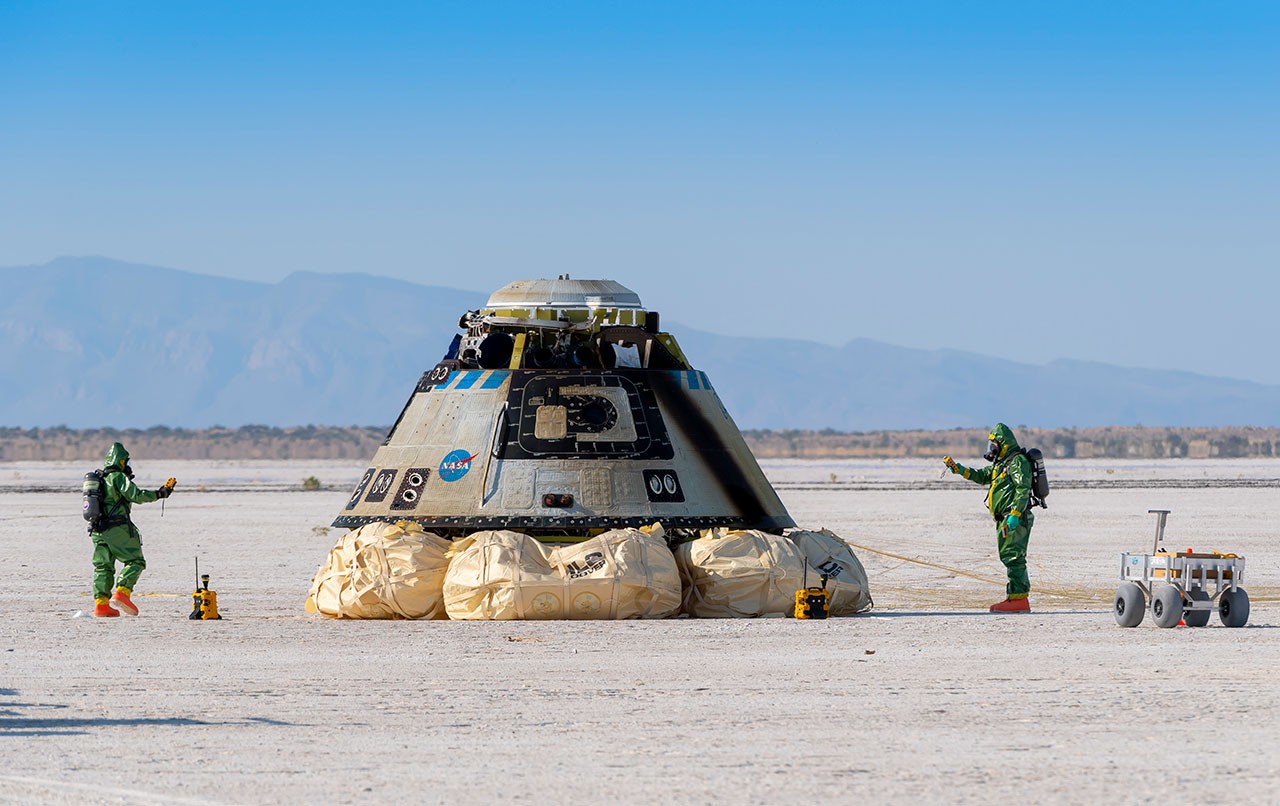 Starliner following the Orbital Flight Test-2 at White Sands Missile Range’s Space Harbor in New Mexico on May 25, 2022.