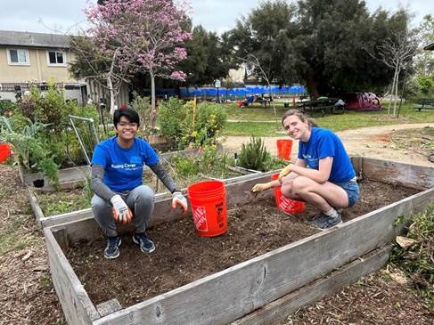 In El Segundo, California, Boeing employees volunteered at the West Athens Victory Garden in South Los Angeles to prepare community garden beds for growing fruits and vegetables for local senior citizens and families.