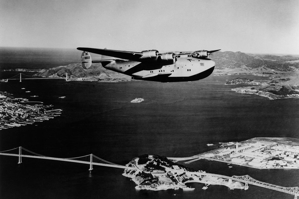 Model 314 Clipper above the Golden Gate Bridge