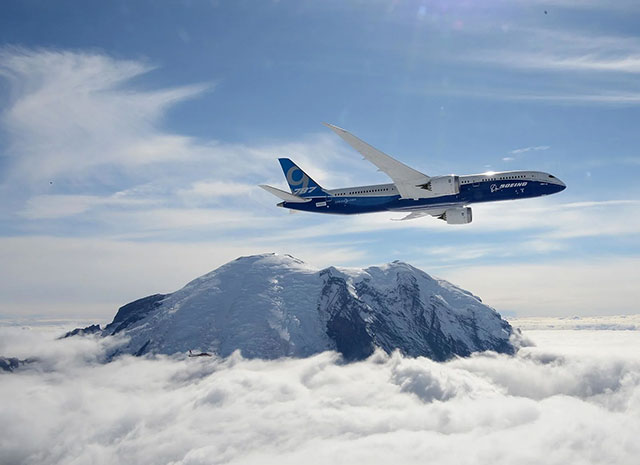 2013: On its maiden voyage, Sept. 17, 2013, the innovative 787-9 visits our ever-present, ancient friend.