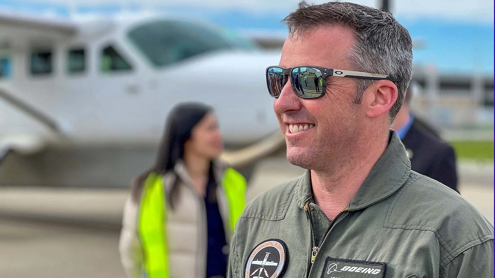 Capt. John Parker was at the controls during recent testing of new taxi features at NASA Ames. (Paul Weatherman photo)