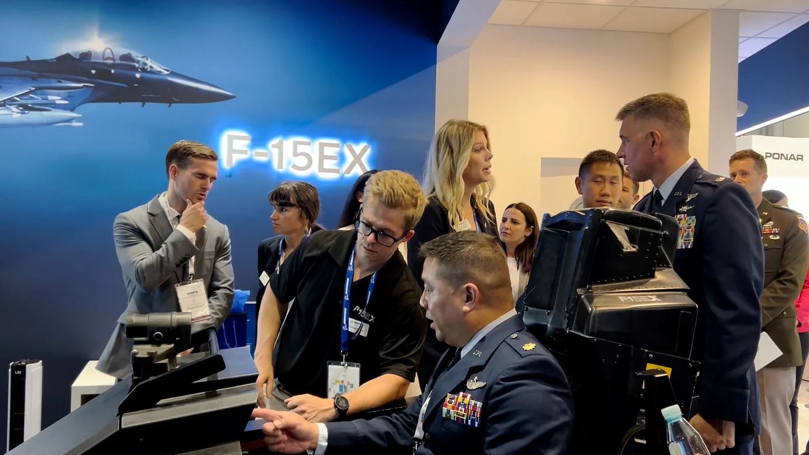 Military personnel interact with Boeing team members at MSPO 2025