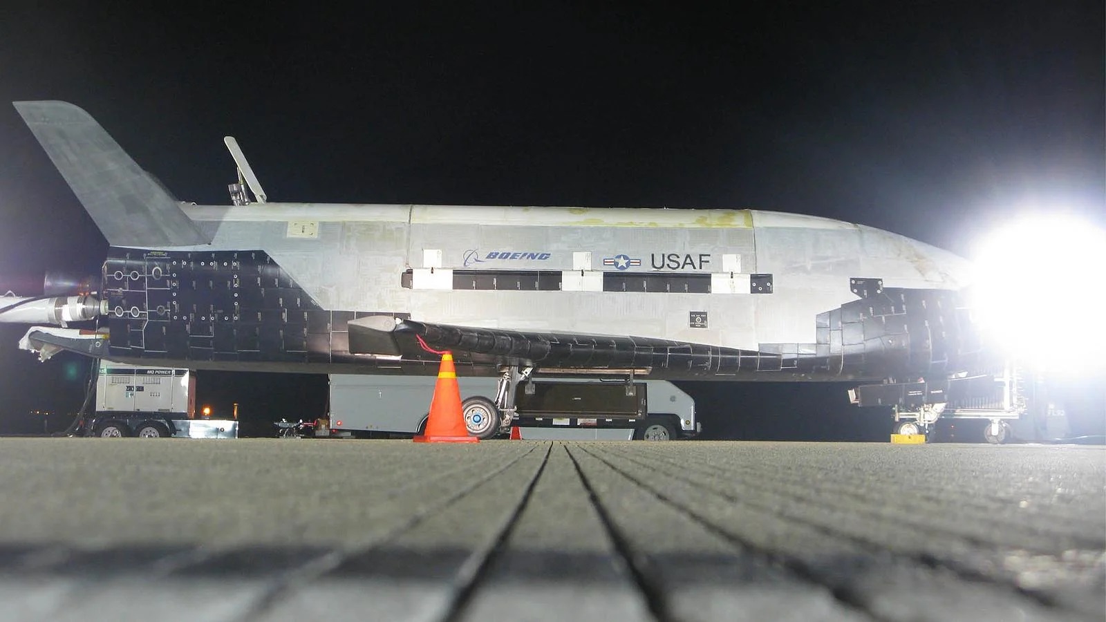 The X-37B vehicle after landing at Vandenberg Space Force Base, California, on Dec. 3, 2010, concluding its first mission and setting the standard for returnable space missions. 