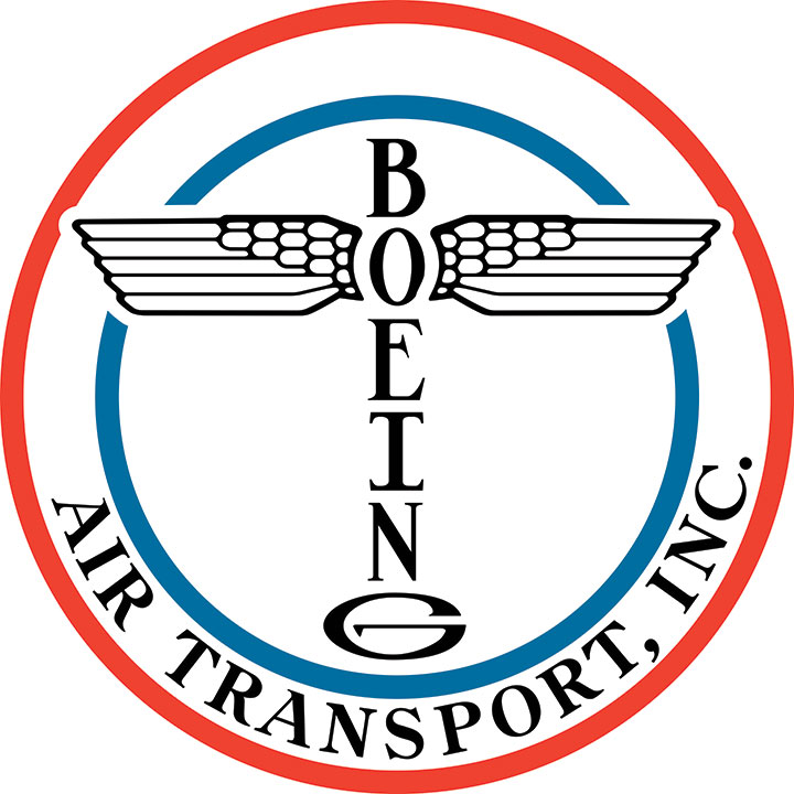 black, red and blue Boeing Air Transport logo