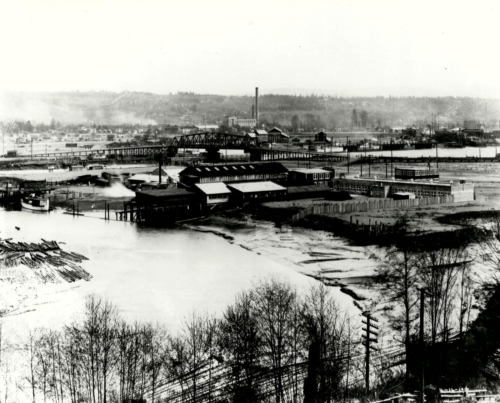 vintage black and white image of Boeing plant I