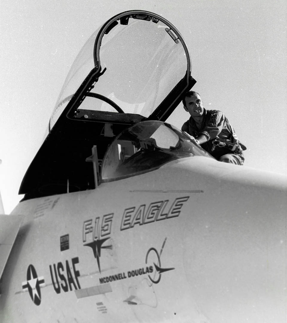 Irv Burrows, first test pilot of the F-15 Eagle, in 1972. (© Boeing Archives)
