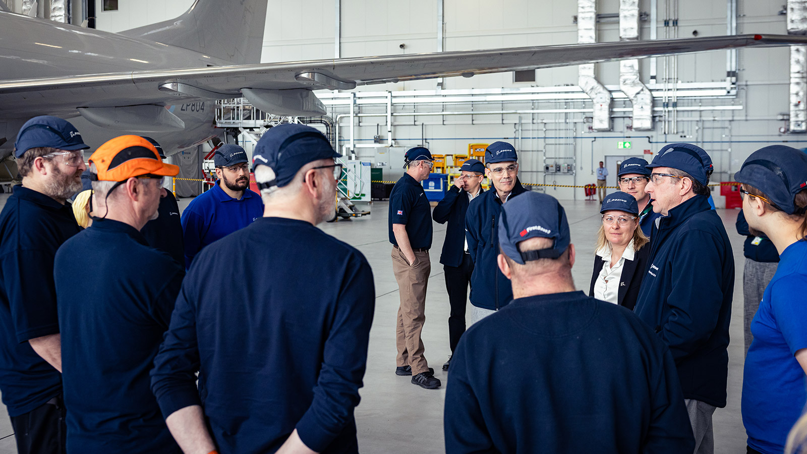 Chris Raymond meets with Boeing maintainers at RAF Lossiemouth during a recent trip to the U.K.
