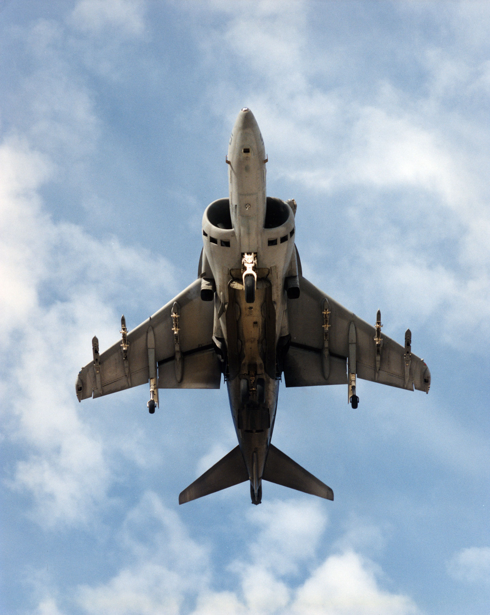 color image of under side of Harrier jet