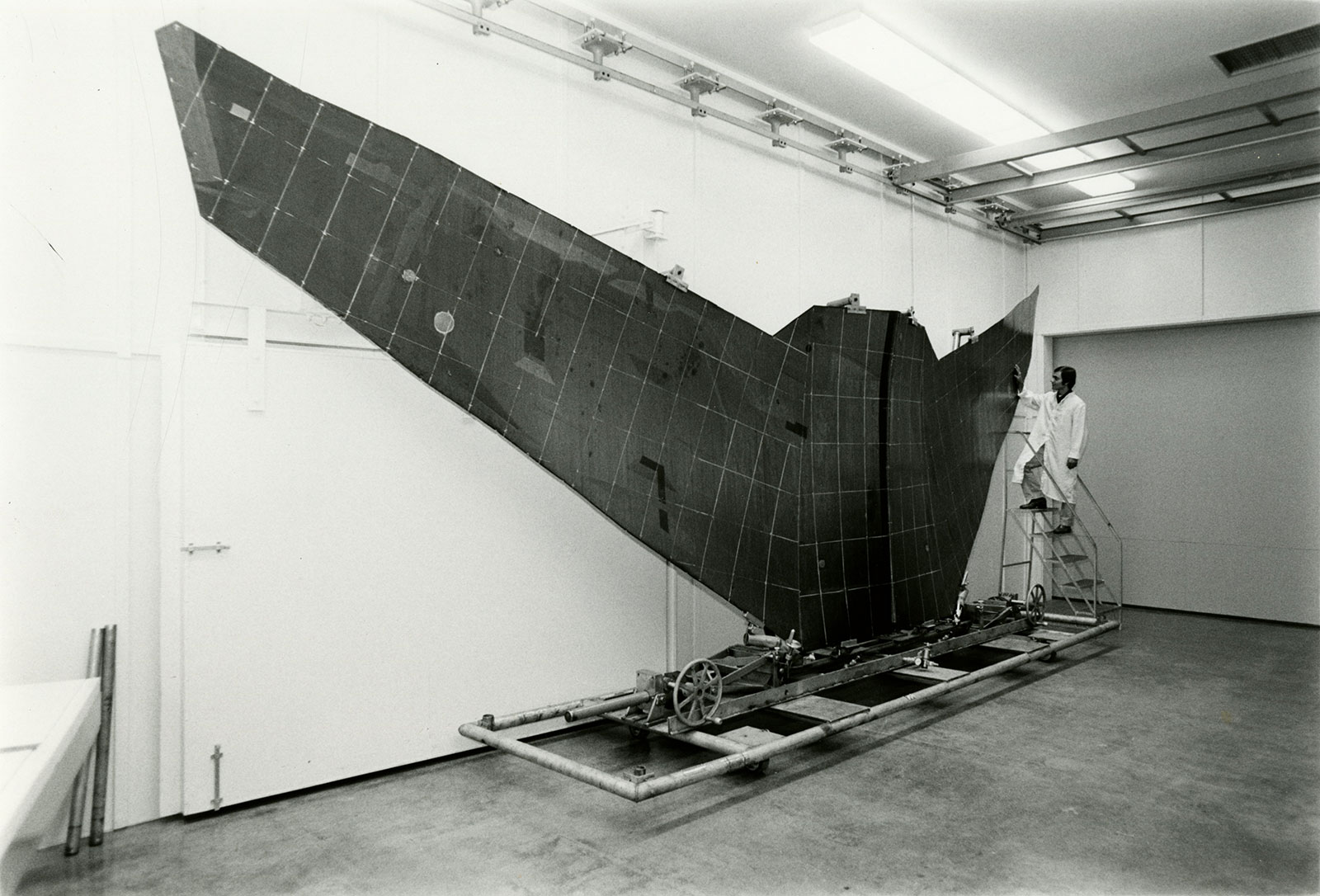 black and white image of composite wing