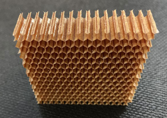 Aramid paper honeycomb core on display.