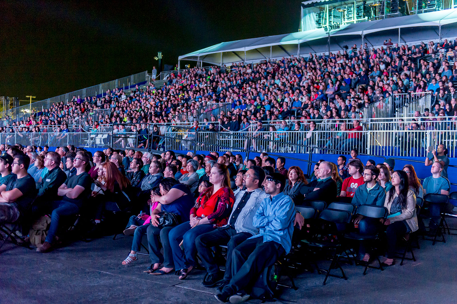 color photo of crowd in stands