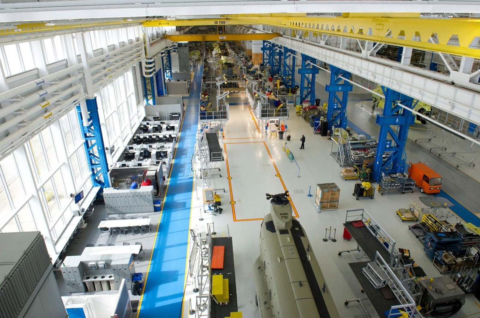 The H-47 Chinook assembly line.