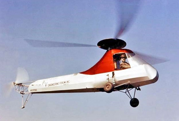 Frank Piasecki flies the PV-2. Photo courtesy of the National Museum of the Air Force.