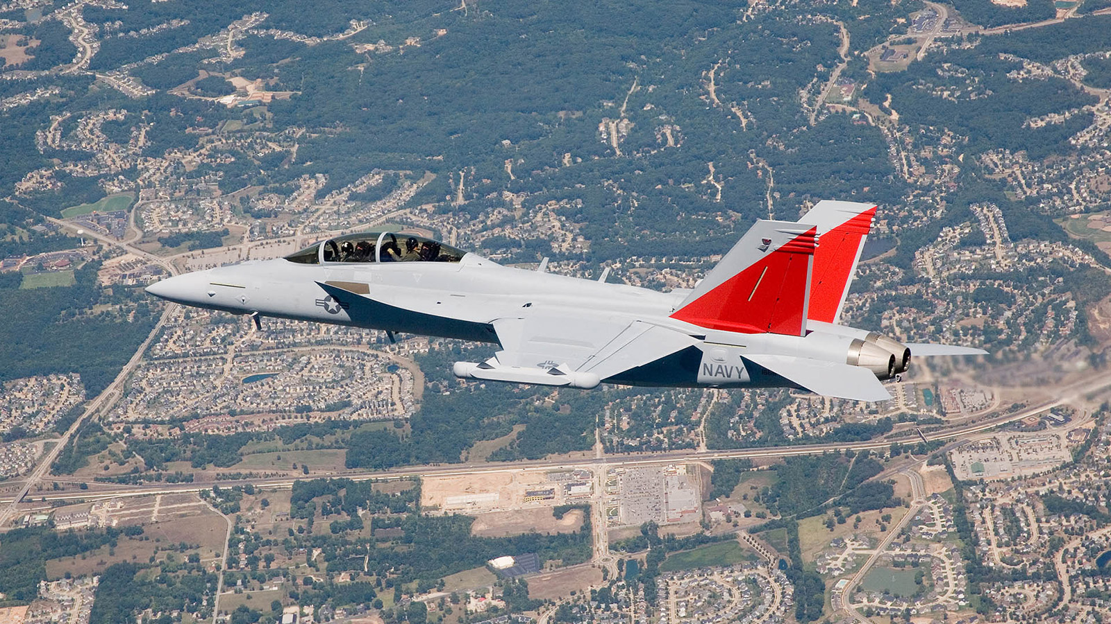 color photo of Growler in flight
