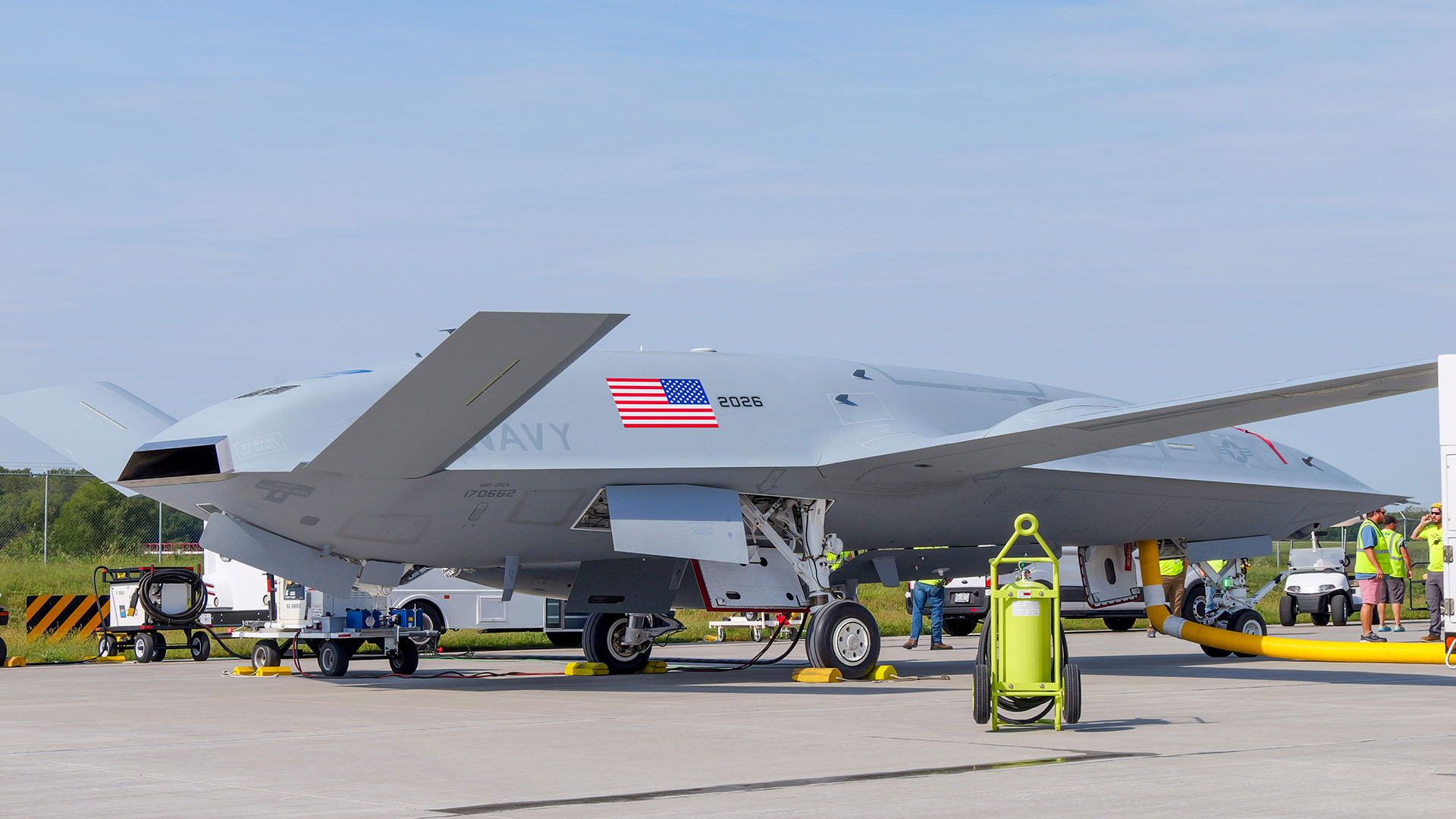 MQ-25A freshly painted in U.S. Navy livery