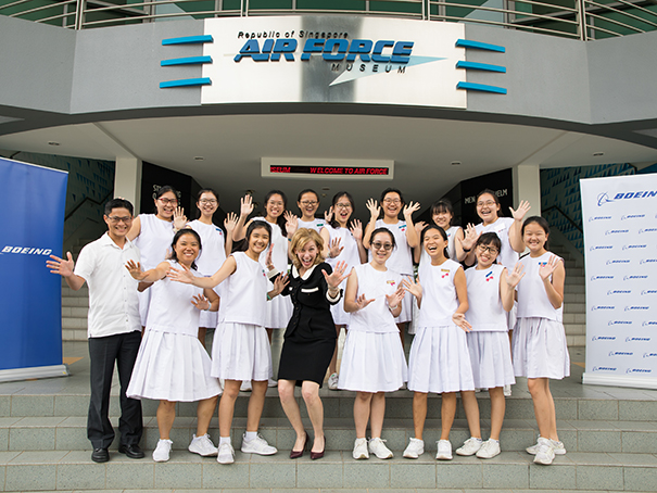 Group of students in front of Republic of Singapore Air Force Museum