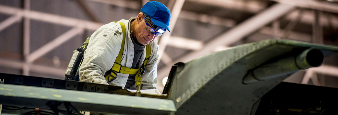 Machinist working on a C-17