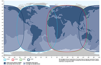 Map of world depicting wideband services