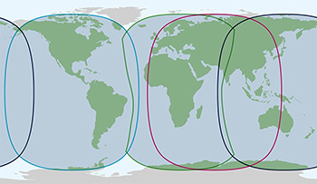 Map of the world with narrowband services