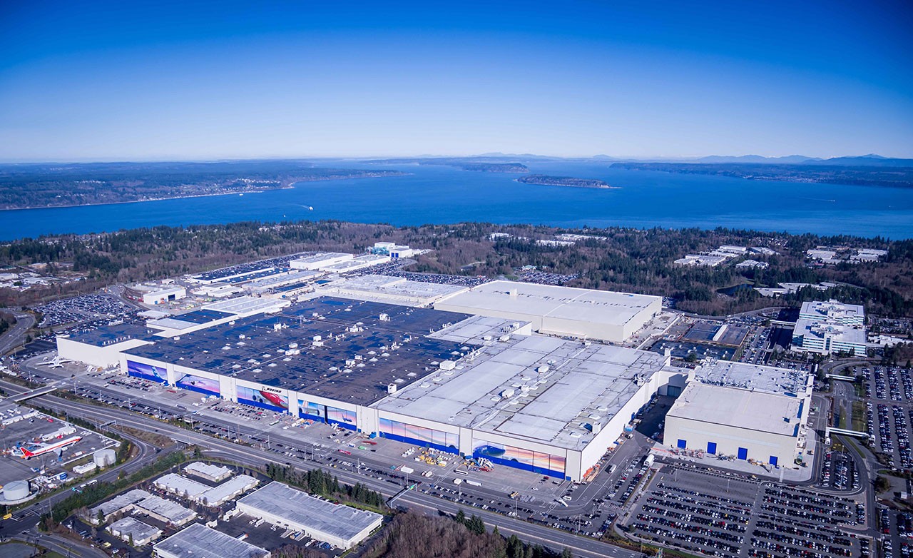 Boeing Everett factory aerial view