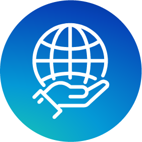 Icon of hand holding a globe