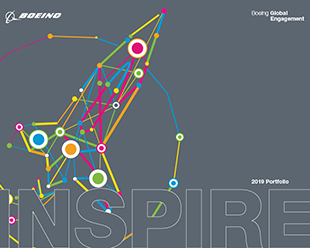 Colorful illustration of a rocket, with text "Inspire" at bottom of frame.