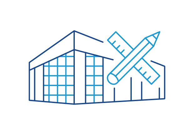 Icon representing the Boeing Center for Aviation & Aerospace Safety building at Embry-Riddle Aeronautical University.