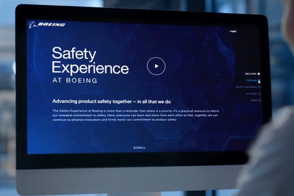 Computer screen with Safety Experience at Boeing.