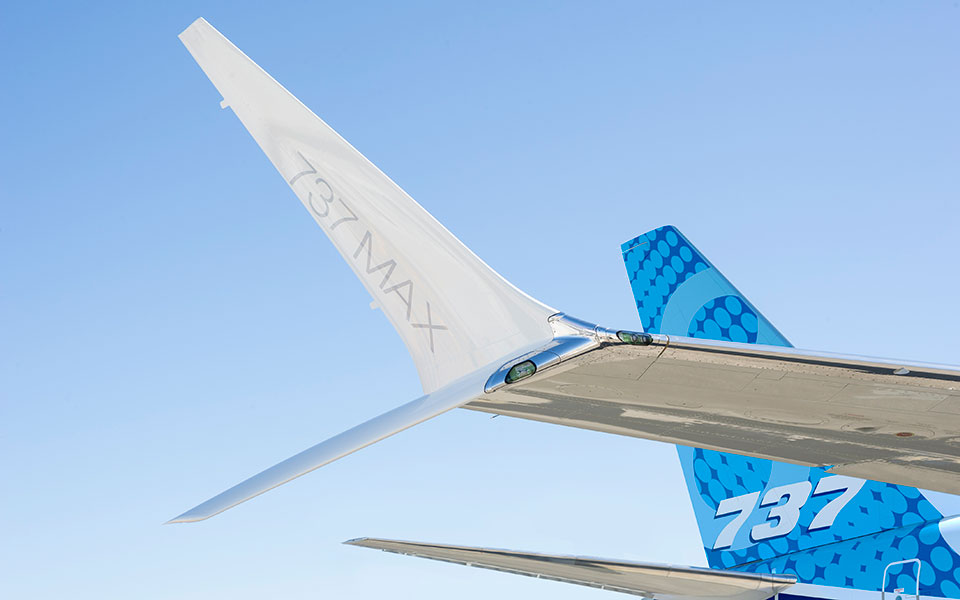 Image of the Boeing Advanced Technology winglet on the 7 3 7 dash 8.