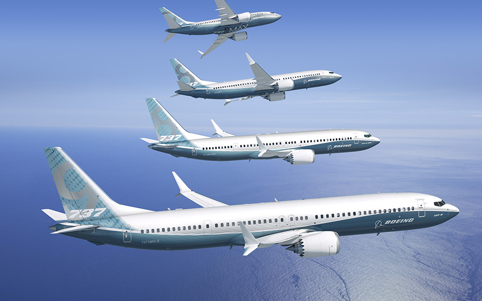Rendering of the 7 3 7 MAX family of airplanes.