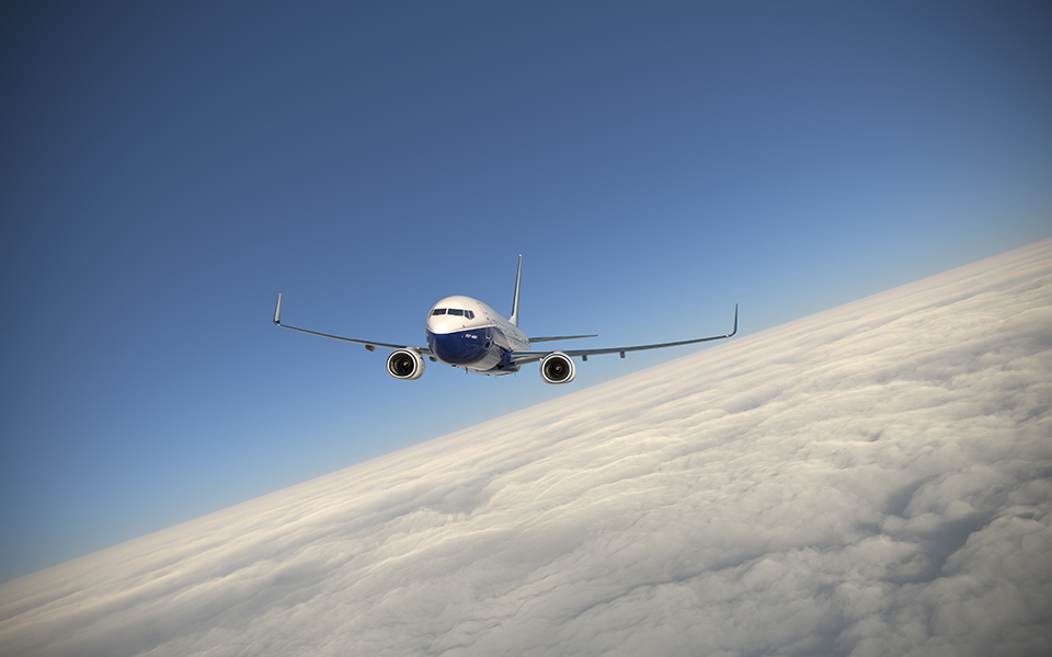 Picture of a 7 3 7 in flight.