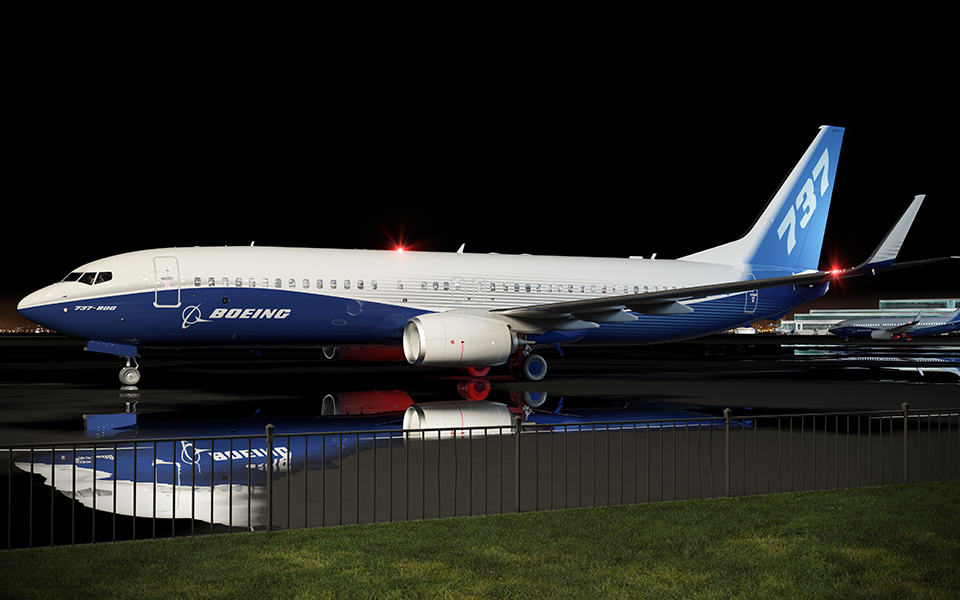 Picture of a 7 3 7 on flight deck.